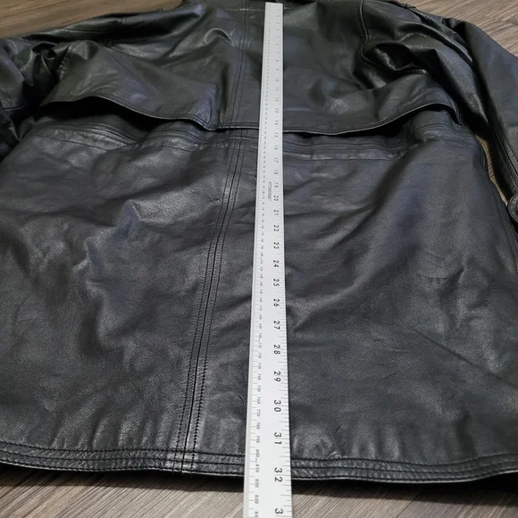 Vintage 90’s Pelle Club Hooded Black Genuine Leather Jacket M Mobwife Heavy - Picture 8 of 11